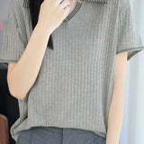 Light Luxury Commuter Ribbed Knit T-Shirt