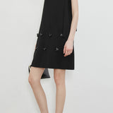 Side Ribbon Beads Three-dimensional Flower Tank One-piece Dress
