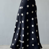 Dot Pattern Maxi Flare Satin Skirt
