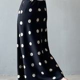 Dot Pattern Maxi Flare Satin Skirt