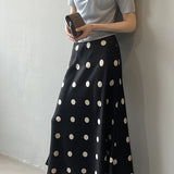 Dot Pattern Maxi Flare Satin Skirt