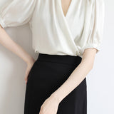 Surplice Neck Tuck-In Elegant Blouse - 4 Colors Available