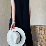 Elegant Wrap Collar Sleeveless Dress