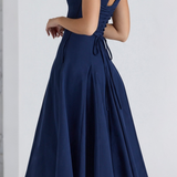 Luxury Elegant Solid Color Square Neck Midi Dress