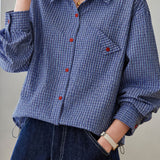 Casual Plaid Shirt With Contrast Buttons & Patch Pockets