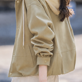 Casual Fake Two-Piece Hooded Snap Button Jacket