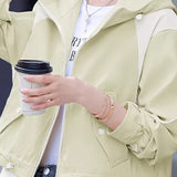 Casual Hooded Color Block Spliced Drawstring Long Sleeve Jacket