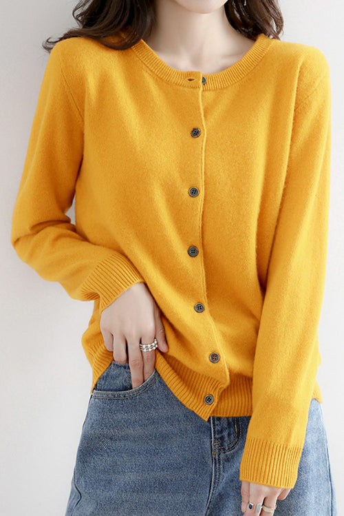 Round Neck Wool Knit Cardigan - 12 Colors Available - liwisi