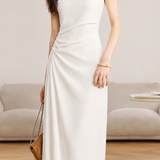 Elegant Commuter Side Waist Twisted Pleat Dress