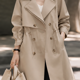 Commuter Double Breasted Drawstring Waist Trench Coat