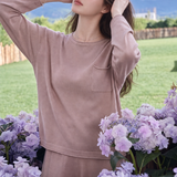 Casual Homewear Solid Loose Knit Set