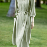 Artistic Commuter V-neck Waist-cinched Dress