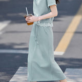 Casual stylish lace spliced set