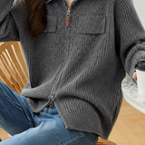 Casual Commuter Denim Collar Fake Two-Piece Knit Cardigan