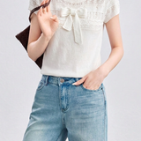 Gentle Commuter Lace Bow Knit T-Shirt