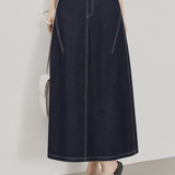 Casual Mid-Length Denim Midi Skirt