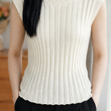 Elegant Ribbed Silk Knit Tank Top
