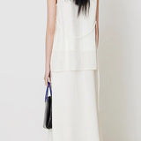 Round neck sleeveless irregular T-shirt and A-line skirt set