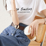 Two-Piece Set: Round Neck Logo Print Short Sleeve T-Shirt + Flap Pocket Flare Denim Skirt