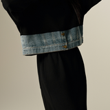 Fake two-piece spliced hoodie and long skirt two-piece set
