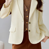 Exquisite Commuter Lapel Long-Sleeve Wool Blazer