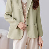 Exquisite Commuter Lapel Long-Sleeve Wool Blazer