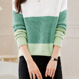 Casual Contrast Horizontal Stripe Knit Top