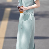 Casual stylish lace spliced set