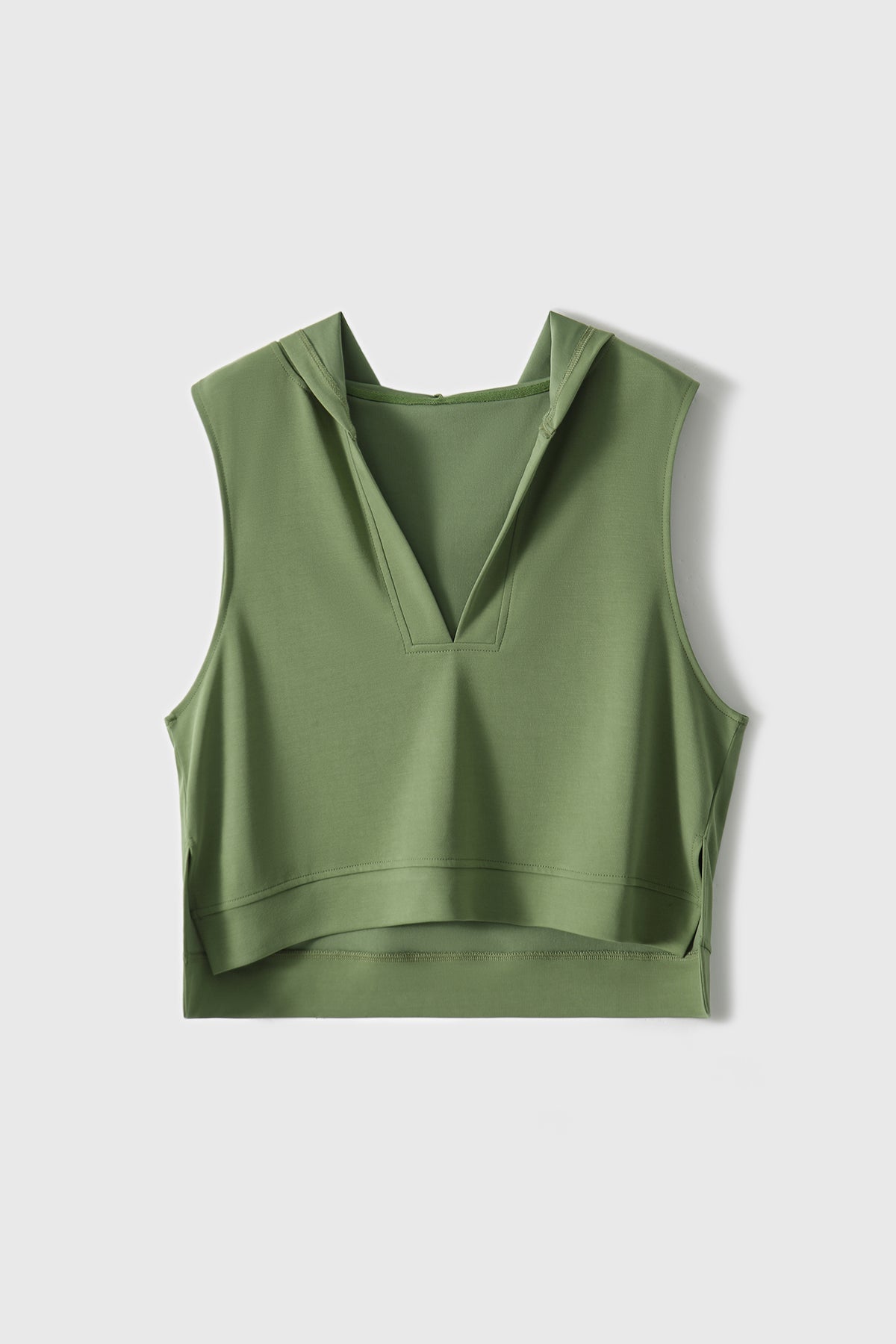 三点セット　フード付Vネックシンプルベスト＋ラウンドネックベーシックTシャツ＋フロントスリットシンプルスカート　3色入 - liwisi