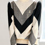 Casual Versatile Color-Blocked Half-High Neck Long-Sleeve Sweater - liwisi