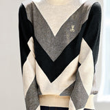 Casual Versatile Color-Blocked Half-High Neck Long-Sleeve Sweater - liwisi