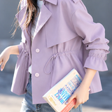 Casual Large Lapel Drawstring Tie Long Sleeve Trench Coat