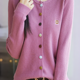 Casual Knit Cardigan with Colored Buttons
