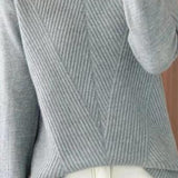Half-High Neck Diagonal Ribbed Knit Top