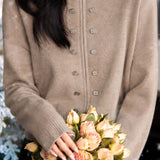 Casual Elegant Turtleneck Zip Double‑Breasted Long‑Sleeve Knit Cardigan
