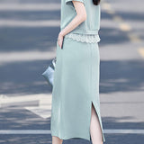 Casual stylish lace spliced set