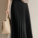 Early autumn woolen pleated midi skirt - liwisi