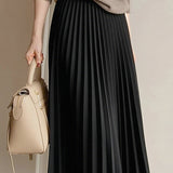 Early autumn woolen pleated midi skirt - liwisi