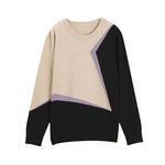 Round Neck Bi-Color Design Geometric Knit - 3 Colors Available - liwisi
