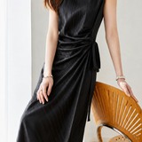 Light Luxury Commuter Side Tie Irregular Satin Dress