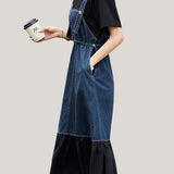Faux two-piece spliced suspender dress