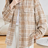 Casual Flannel Plaid Shirt With Flap Patch Pockets