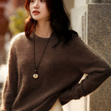 Casual Soft Brushed Silk Cashmere Sweater