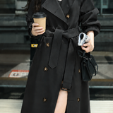 Elegant Commuter Double-Breasted Tie Waist Trench Coat
