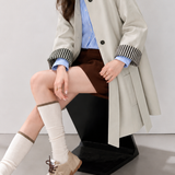 Casual Preppy Stand‑Collar Button‑Front Long‑Sleeve Trench Coat