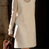 Textured Fleece U-Neck Sleeveless Dress