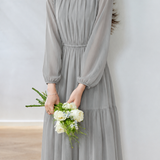 Elegant Mesh High Waist Pleated Dress