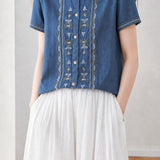 Casual Commuter Denim Embroidered Shirt