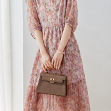 Fresh Floral Layered Spliced Ruched Dress