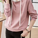Casual Minimalist Color Block Button Detail Hoodie in 4 Colors